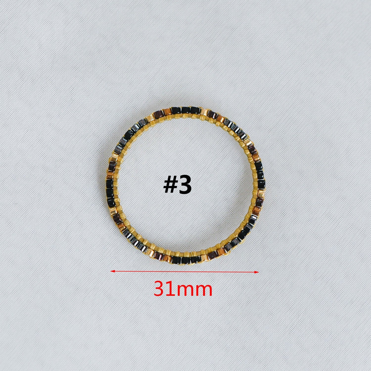 4pcs Miyuki Seed Bead Charm Connectors: Geometric Ring Pendants (RM-37)